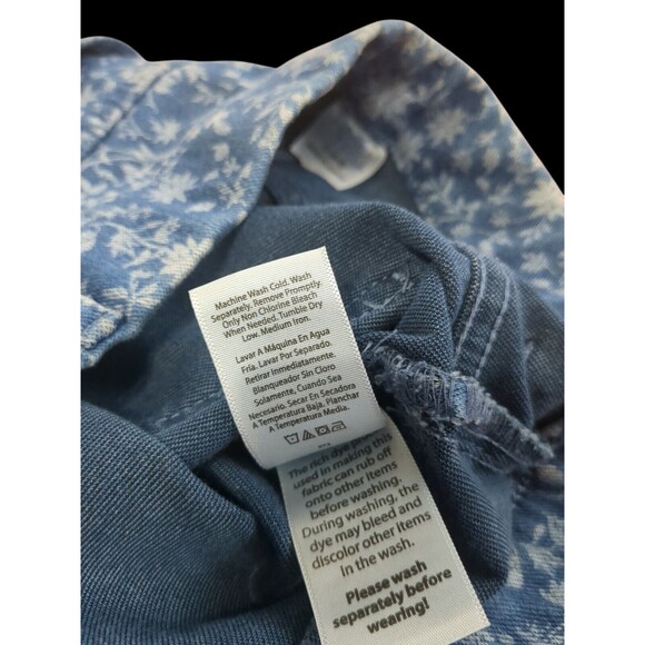 Time and Tru Pull On Pants Size S Floral Denim High Rise Stretch Fitted - Picture 7 of 8